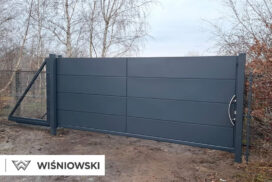 Brama przesuwna posesyjna, słupki, panele Vega