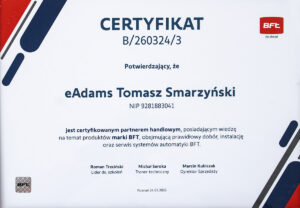 Referencje i certyfikaty – Adams Wiśniowski Salon partnerski Żary